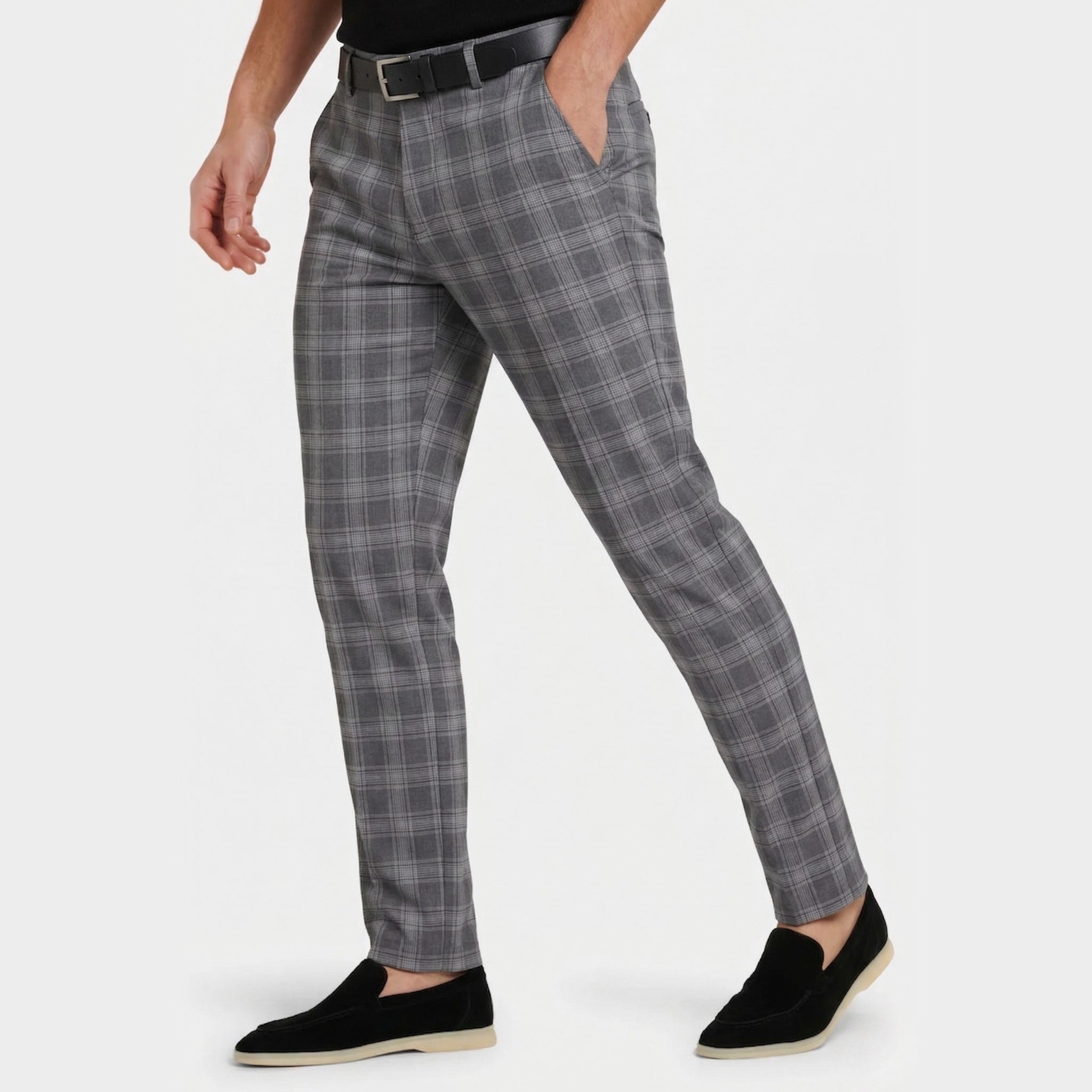 Men's Check Trousers Tailored Slim Fit