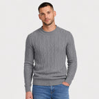 Men's Jumper Crew Neck Cable Knit Regular Fit