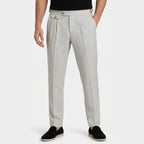 Men's Side Adjuster Trousers Waistband Pleated Tapered Fit