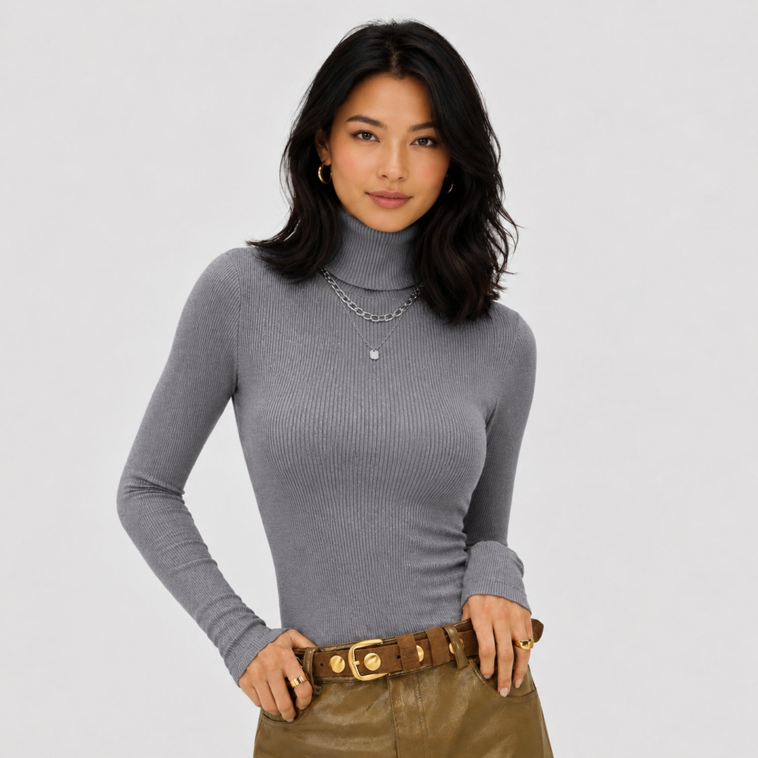 Women's Ribbed Skivvy Jumper Long Sleeve