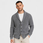 Men's Ribbed Cardigan Shawl Collar Patch Pockets