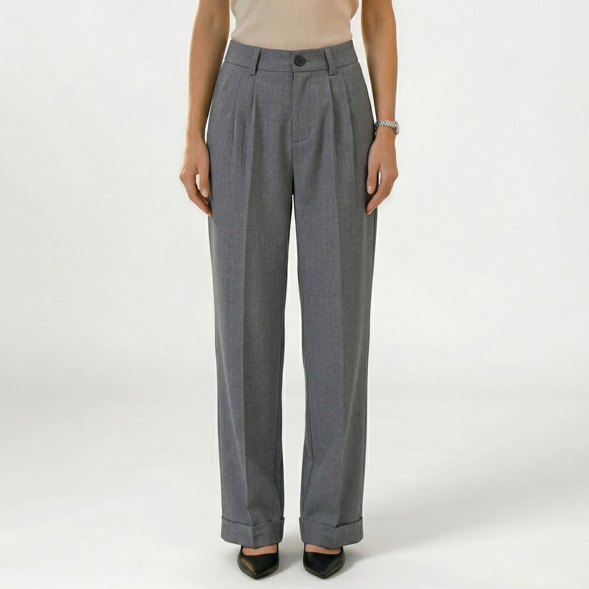 Women's High-Waist Trousers Single-Pleat Tailored Fit