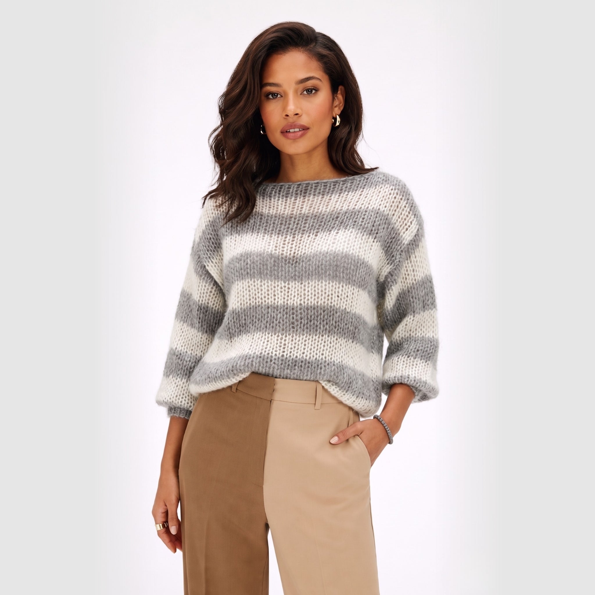 Women's Knit Jumper Striped Oversized Fit
