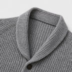 Men's Ribbed Cardigan Shawl Collar Patch Pockets