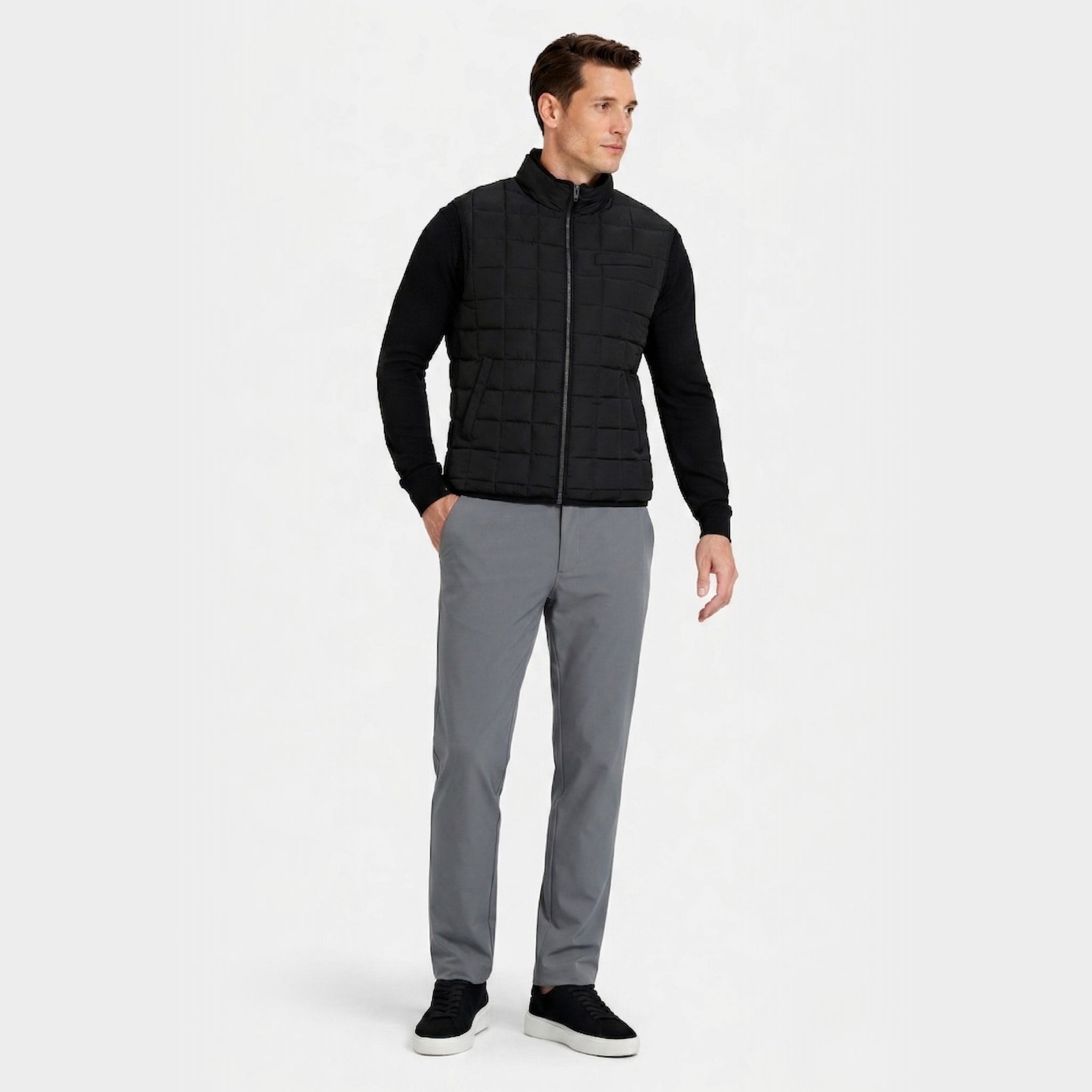 Men's Chino Trousers Flat-Front Stretch Slim Fit