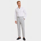 Men's Adjuster Waistband Trousers Double-Pleat Tapered Fit