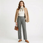Women's High-Waist Trousers Single-Pleat Tailored Fit