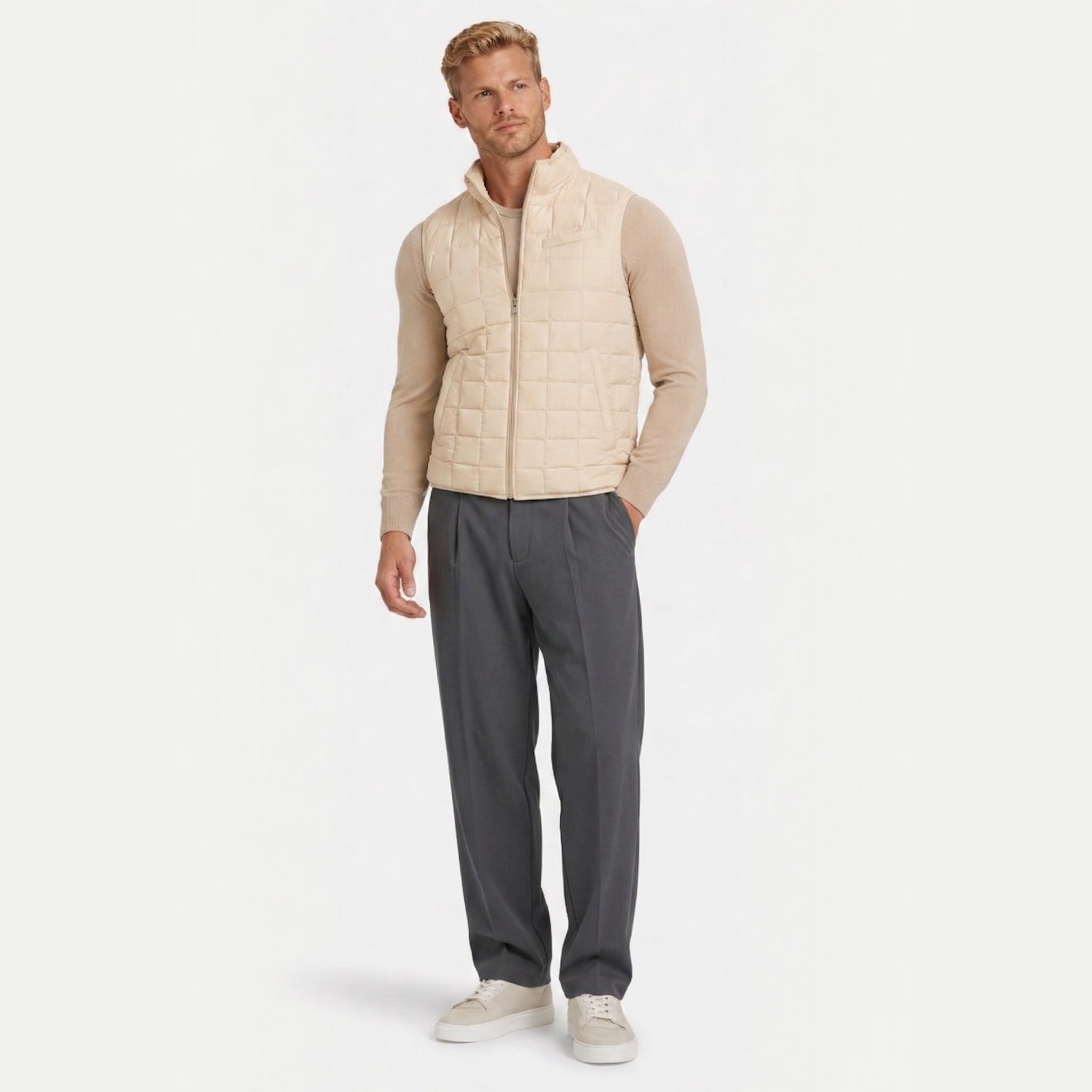 Men's Pleated Trousers Wide-Leg Tailored Relaxed Fit