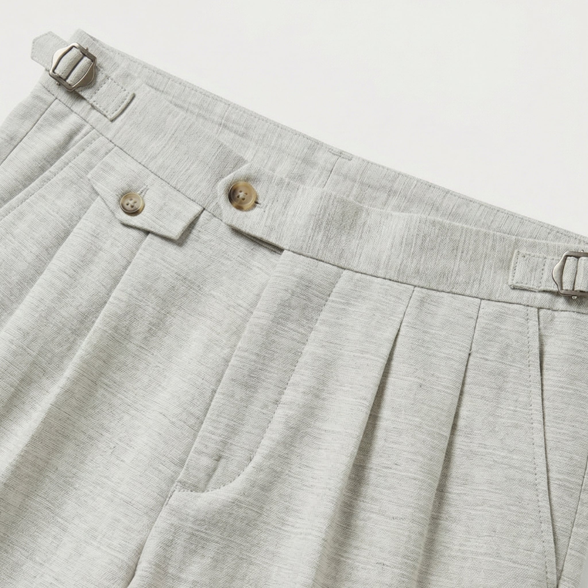 Men's Side Adjuster Trousers Waistband Pleated Tapered Fit