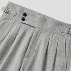 Men's Adjuster Waistband Trousers Double-Pleat Tapered Fit
