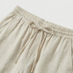 Men's Linen Trousers Drawstring Straight Fit