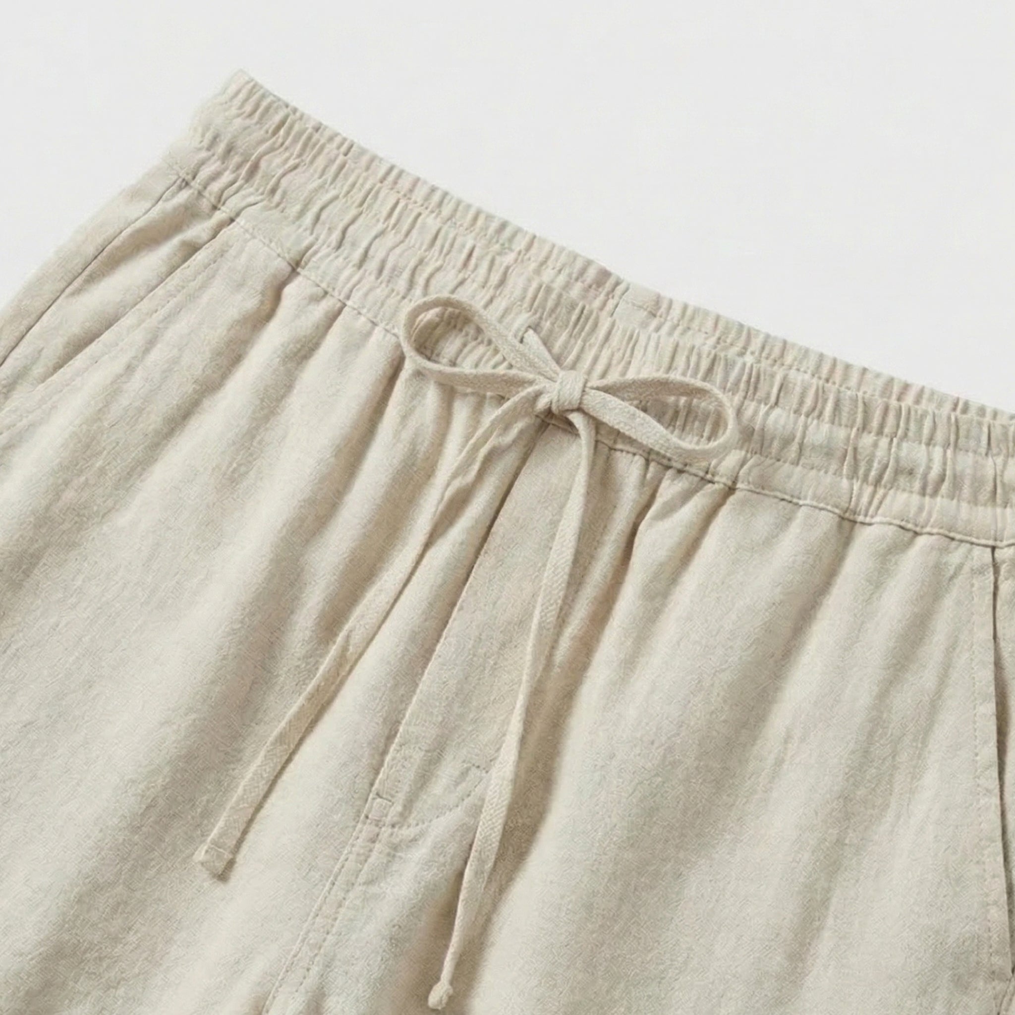 Men's Linen Trousers Drawstring Straight Fit