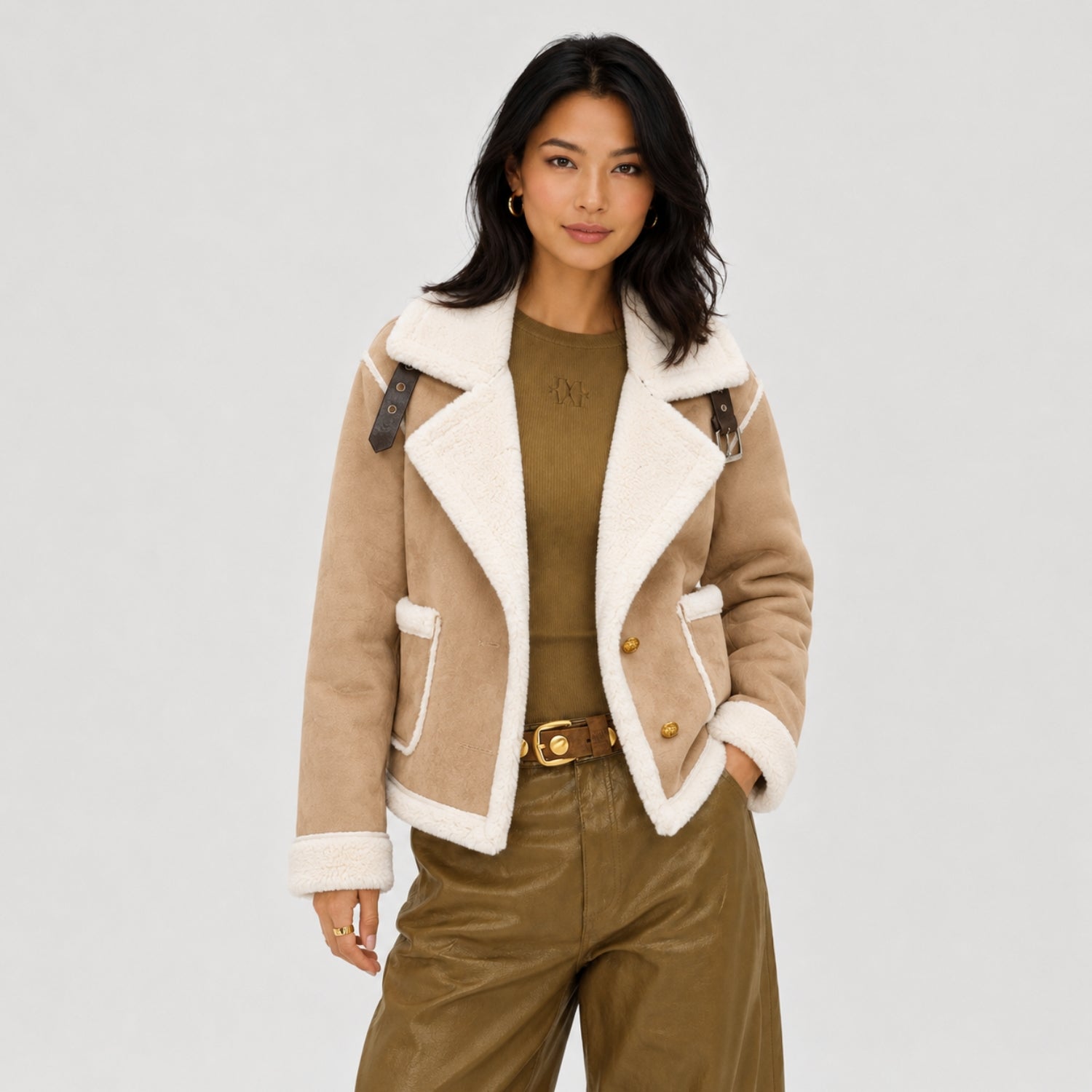 Women's Aviator Jacket Lapel Colla Regular Fit