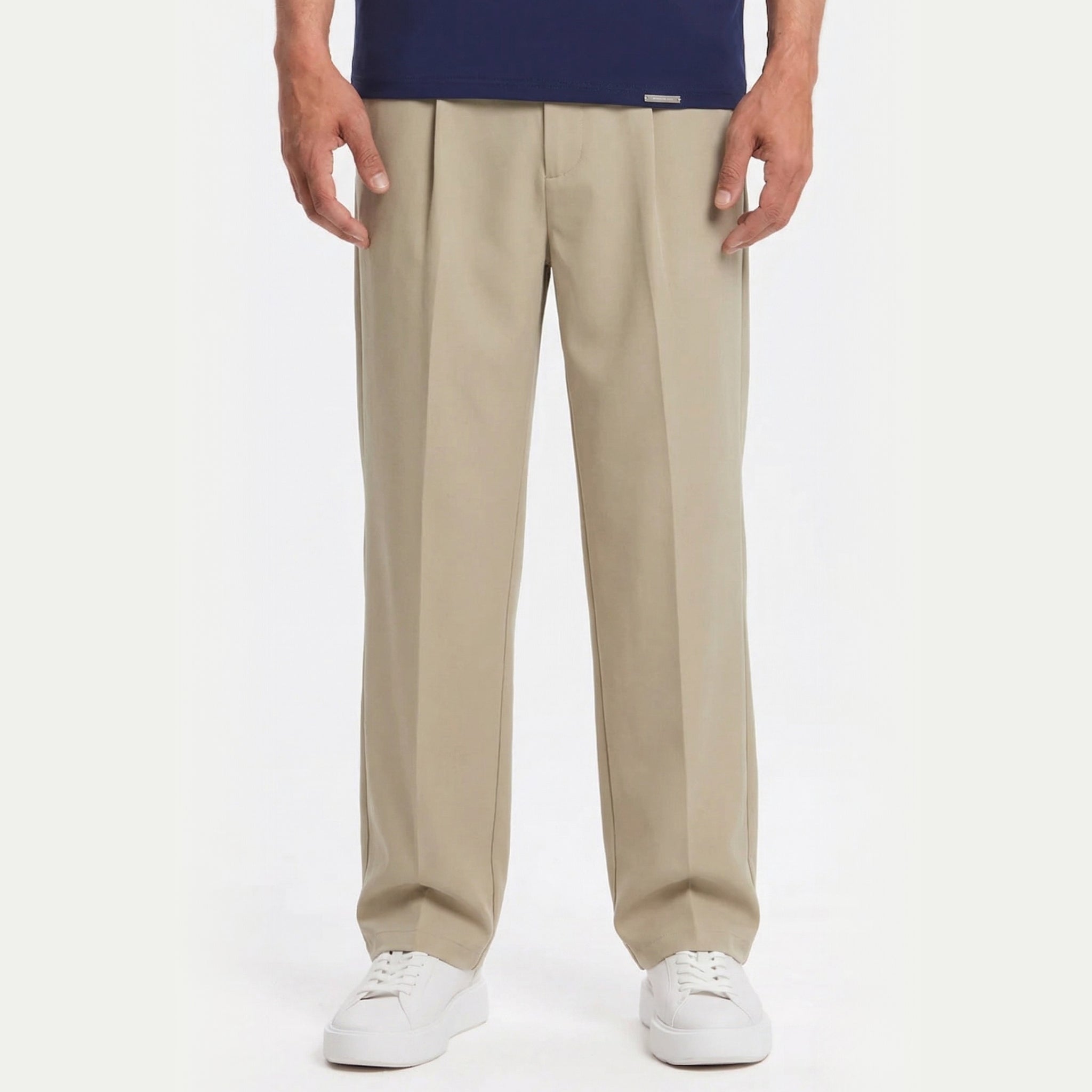 Men's Pleated Trousers Wide-Leg Tailored Relaxed Fit