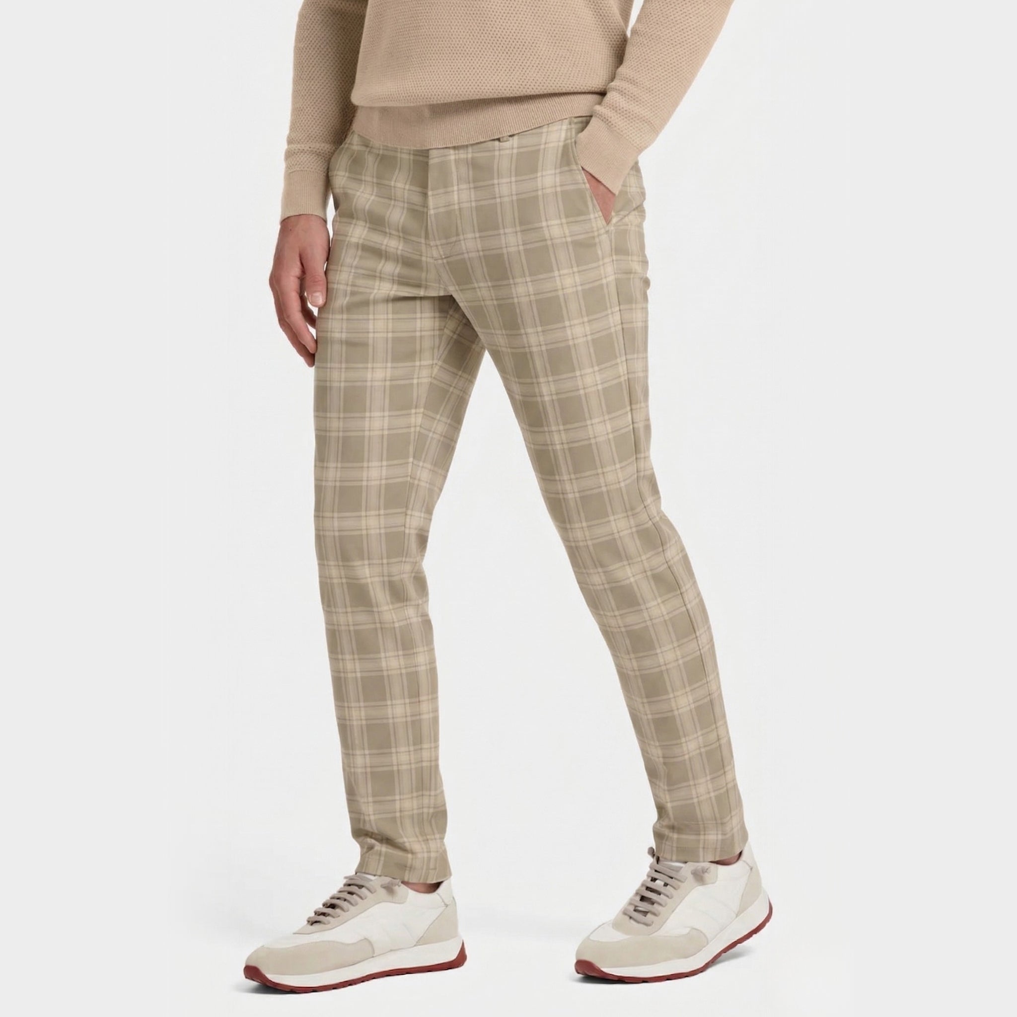 Men's Check Trousers Tailored Slim Fit