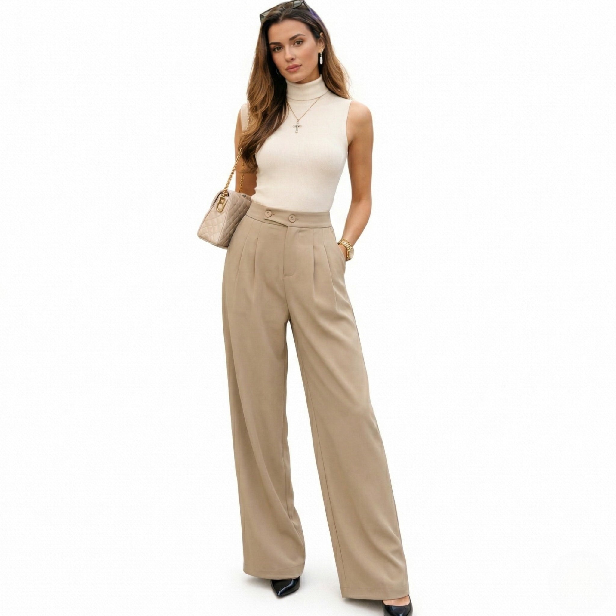 Women's High-Waist Trousers Tailored Wide-Leg Fit