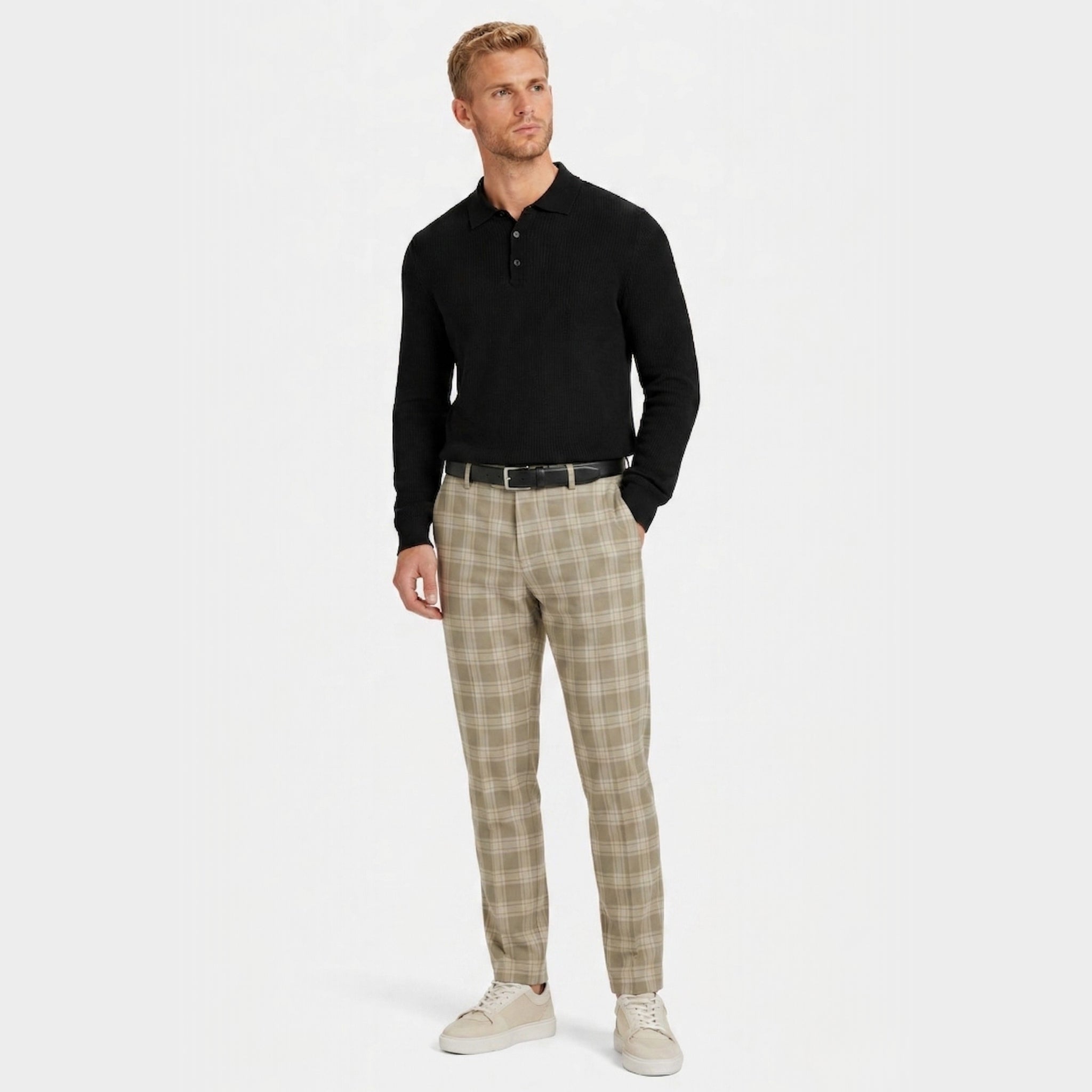Men's Check Trousers Tailored Slim Fit