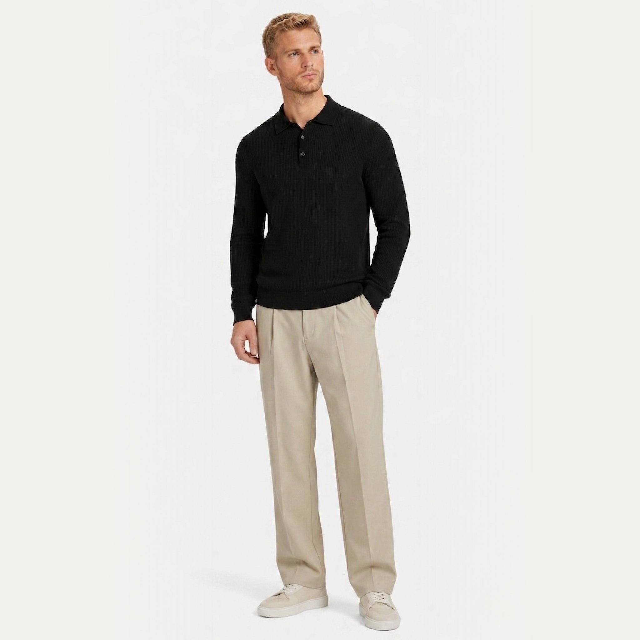 Men's Pleated Trousers Wide-Leg Tailored Relaxed Fit