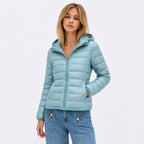 Women's Lightweight Padded Jacket Hooded Zip-Up Regular Fit