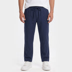 Men's Linen Trousers Drawstring Straight Fit