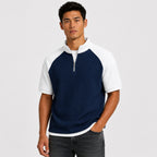 Men's Waffle jumper Quarter-Zip Colour Block Regular Fit