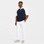 Men's Waffle jumper Quarter-Zip Colour Block Regular Fit