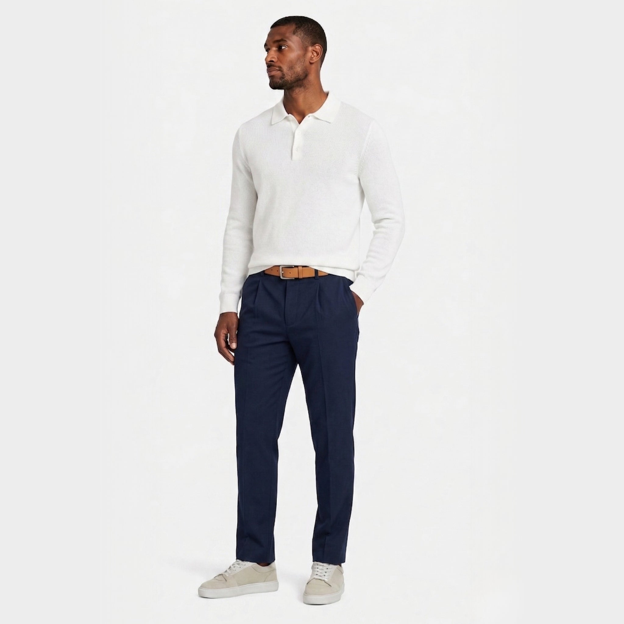 Men's Chino Trousers  Single-Pleat Straight Fit