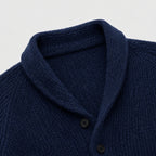 Men's Ribbed Cardigan Shawl Collar Patch Pockets