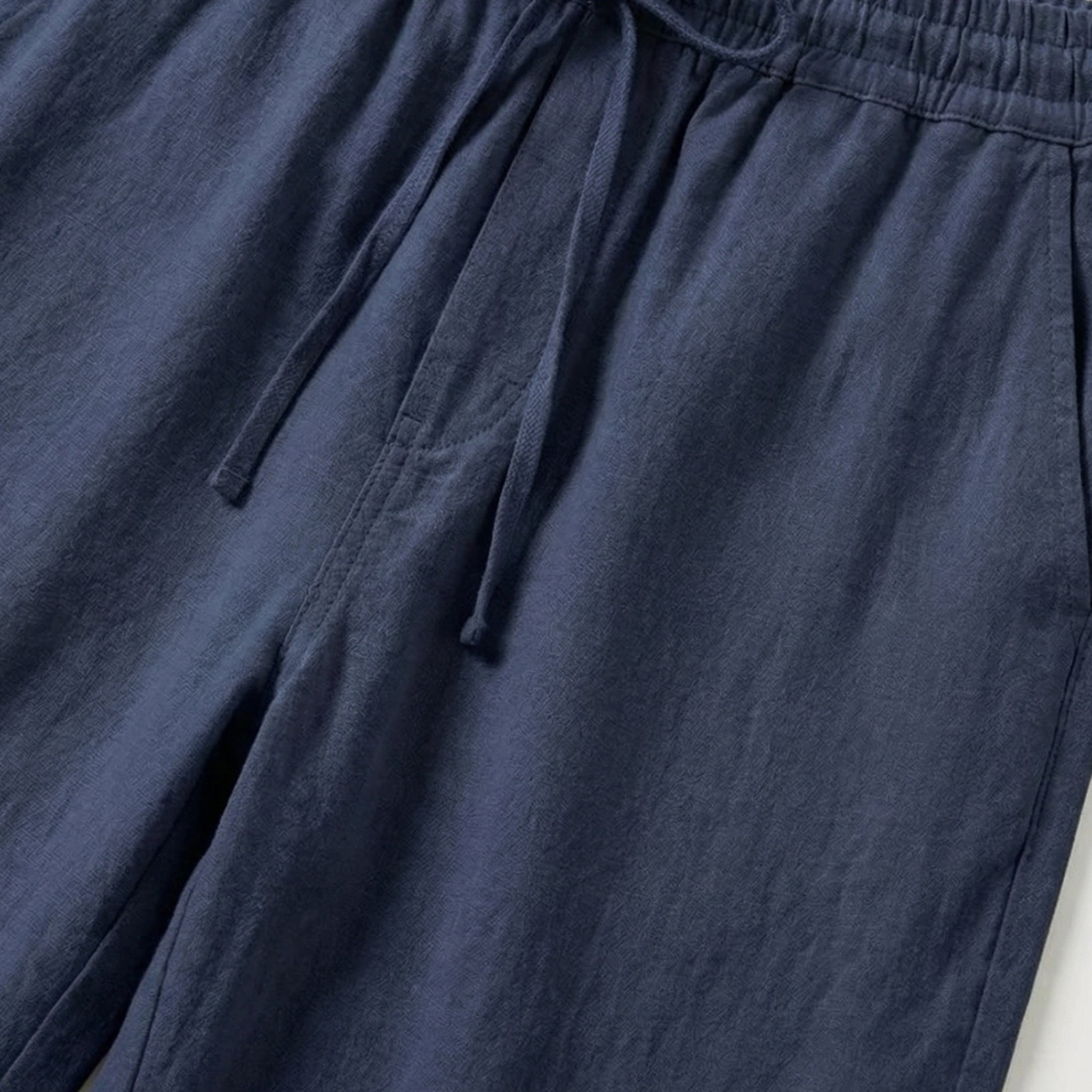 Men's Linen Trousers Drawstring Straight Fit
