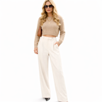 Women's High-Waist Trousers Pleated Wide-Leg Tailored Fit