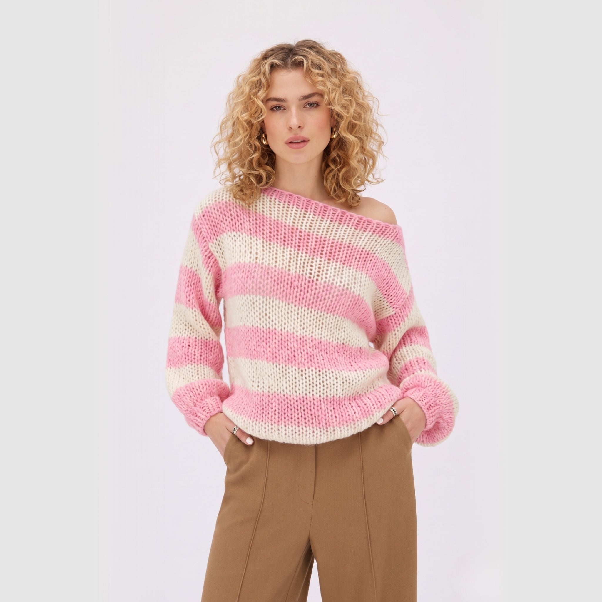 Women's Knit Jumper Striped Oversized Fit