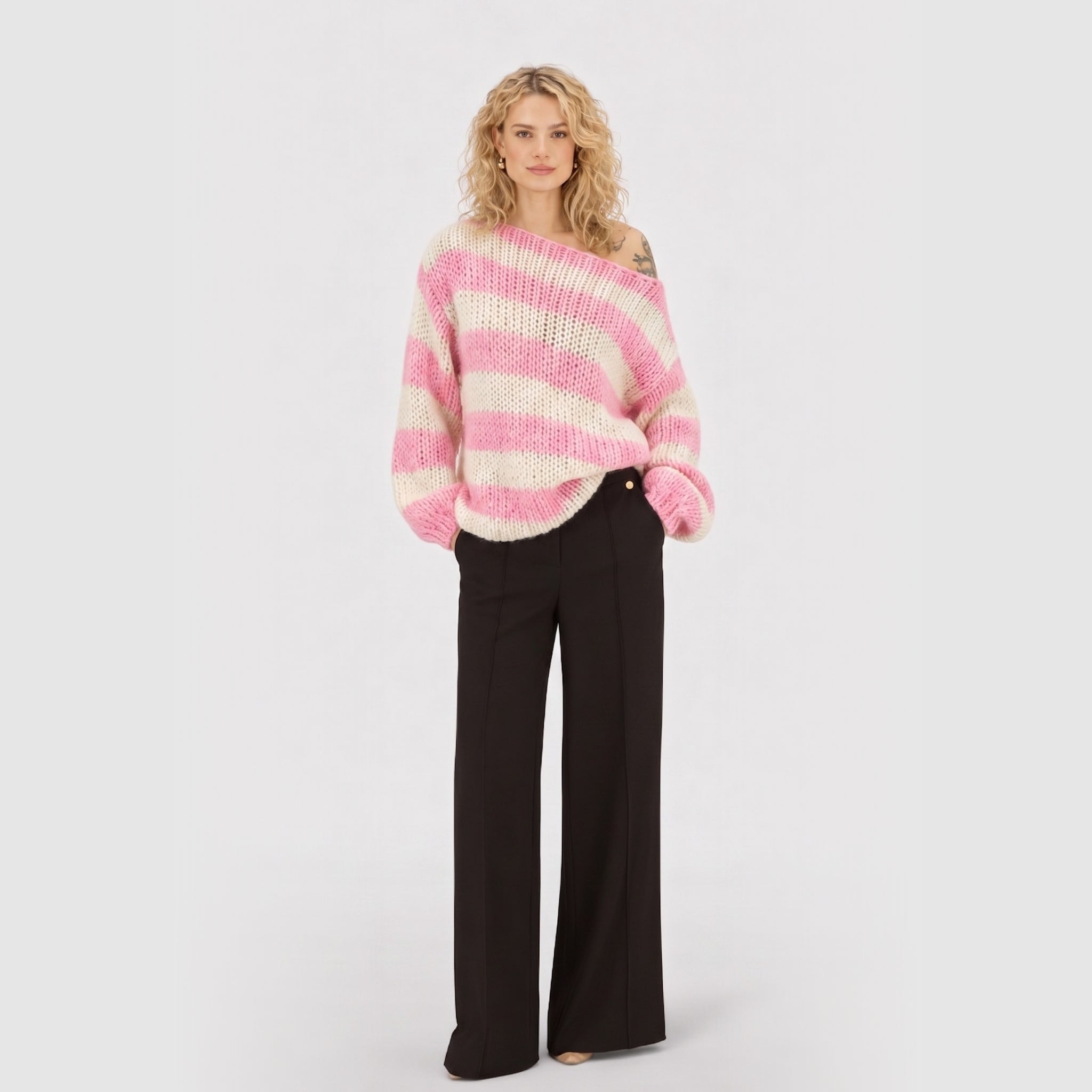 Women's Knit Jumper Striped Oversized Fit
