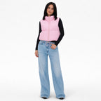 Women's Cropped Puffer Vest Zip-Up Regular Fit