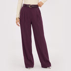 Women's High-Waist Trousers Double-Pleat Wide-Leg Fit