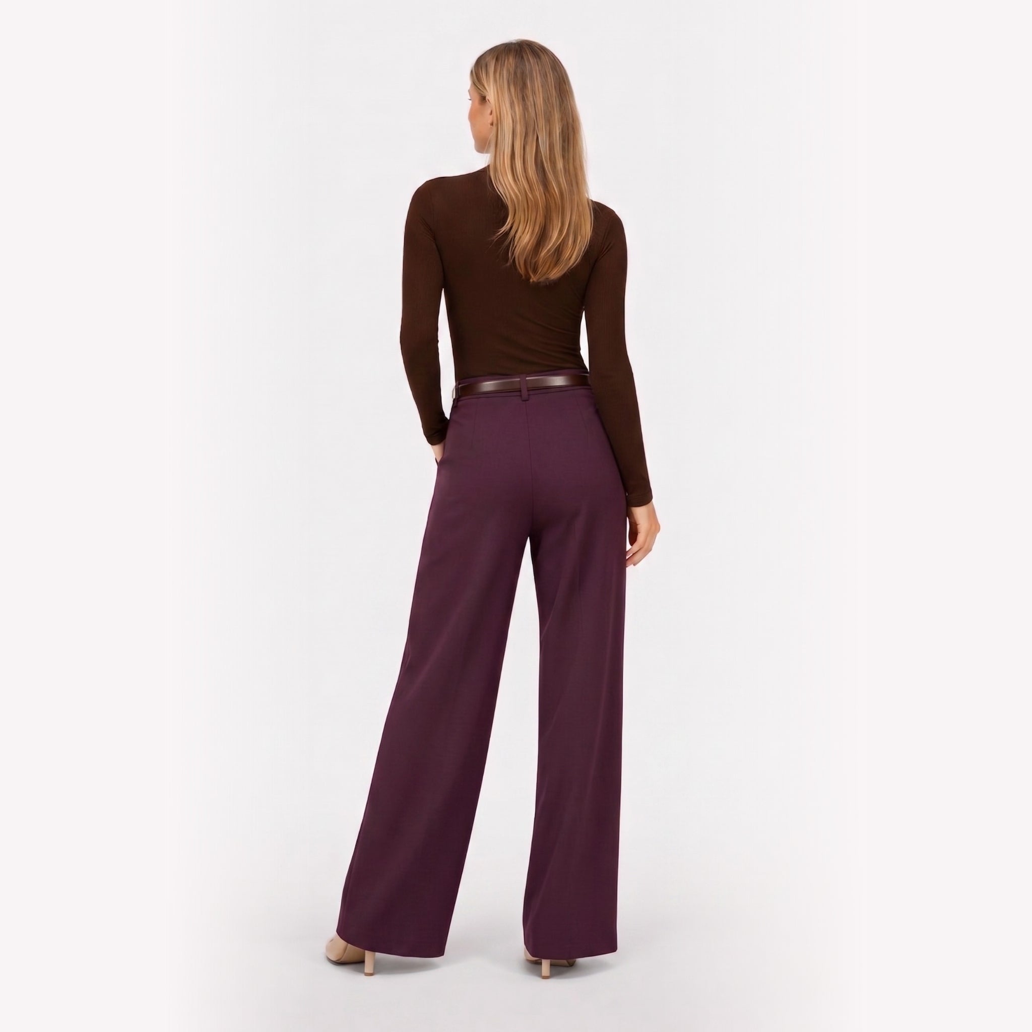 Women's High-Waist Trousers Double-Pleat Wide-Leg Fit