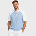 Men's Waffle jumper Quarter-Zip Colour Block Regular Fit