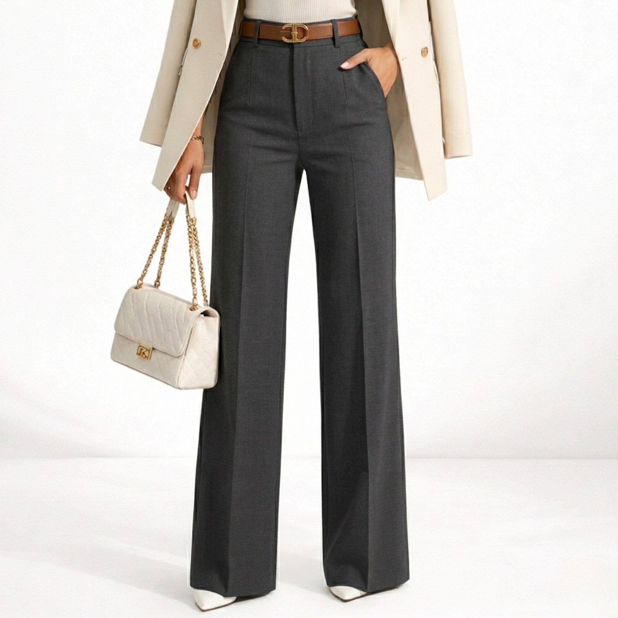 Monterelle | Women’s Classic Suit Pants High Waisted Straight Fit