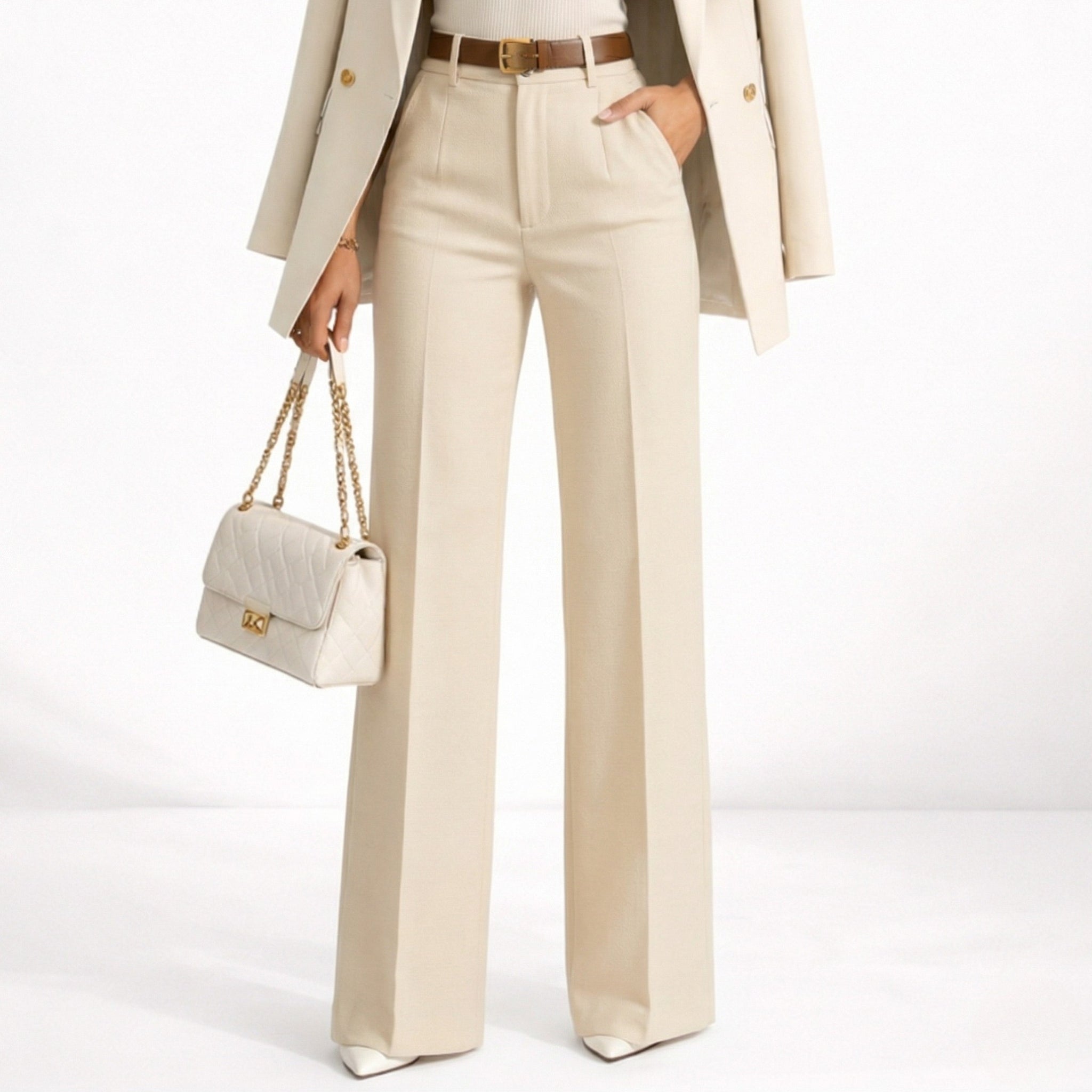 Monterelle | Women’s Classic Suit Pants High Waisted Straight Fit