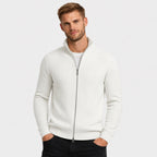 Men's Cardigan Full-Zip Funnel Neck Ribbed Regular Fit