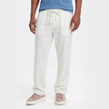 Men's Linen Trousers Drawstring Straight Fit