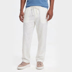 Men's Linen Trousers Drawstring Straight Fit