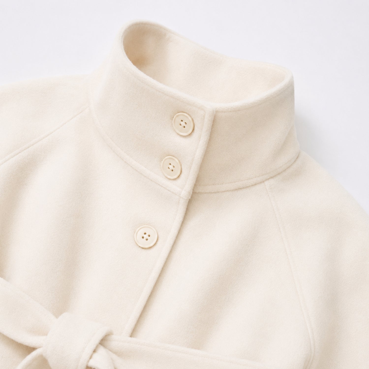 Women's Batwing Coat Jacket Funnel Neck Tie Waist Cropped Fit