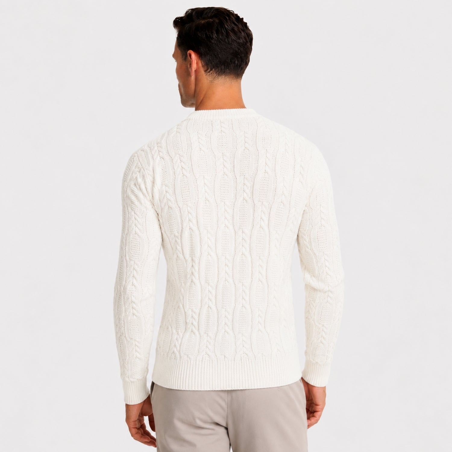 Men's Jumper Crew Neck Cable Knit Regular Fit