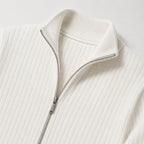 Men's Cardigan Full-Zip Funnel Neck Ribbed Regular Fit