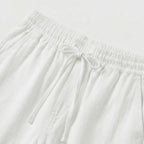 Men's Linen Trousers Drawstring Straight Fit