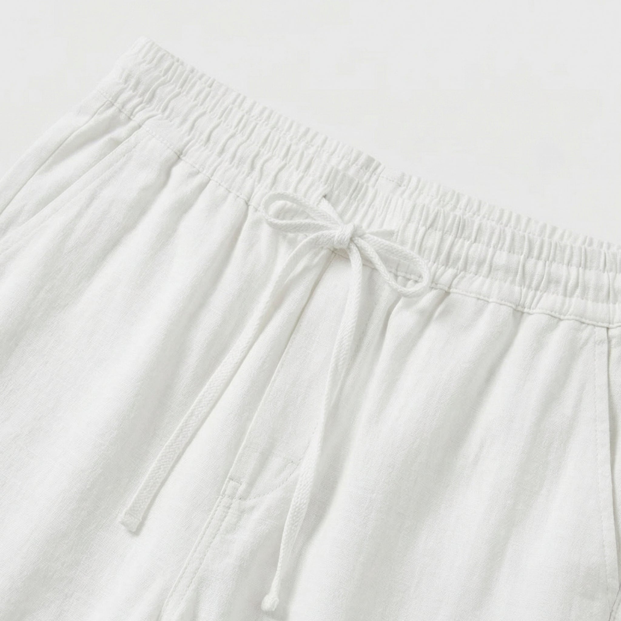 Men's Linen Trousers Drawstring Straight Fit