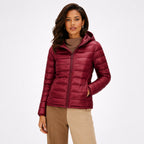Women's Lightweight Padded Jacket Hooded Zip-Up Regular Fit