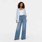 Women's Lightweight Button-Up Shirt Long Sleeve Relaxed Oversized Fit