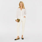 Women's Lightweight Button-Up Shirt Long Sleeve Relaxed Oversized Fit