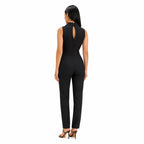 Women's Wrap-Neck Belted Jumpsuit Sleeveless Fit